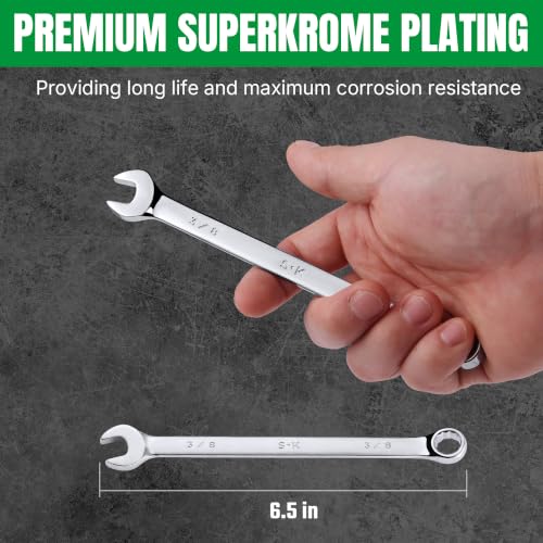 SK 3/8” Combination Wrench, SAE, Premium CR-V Steel - size: 3/8"