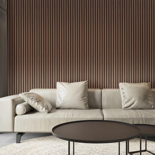 Art3d 96 x 6 Inch 3D Fluted Wood Textured Slat Wall Panel, 8-Pack, Walnut - color: WPC Walnut, size: 96*6