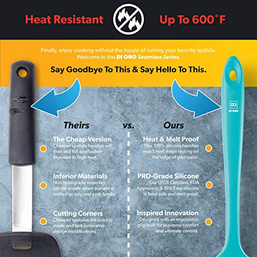 DI ORO Silicone Spoonula - Spoon Spatula, 600F Heat Resistant, Teal - color: Teal