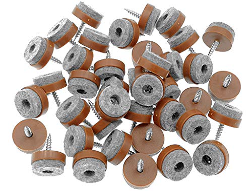 ALIMITOPIA 40pcs Screw-on Furniture Felt Pad Chair Glide Slider Hardwood Floor Protector for Wooden Leg Feet of Chair Table Furniture(Φ24mm or 0.95";Brown) - size: 24mm(Brown)
