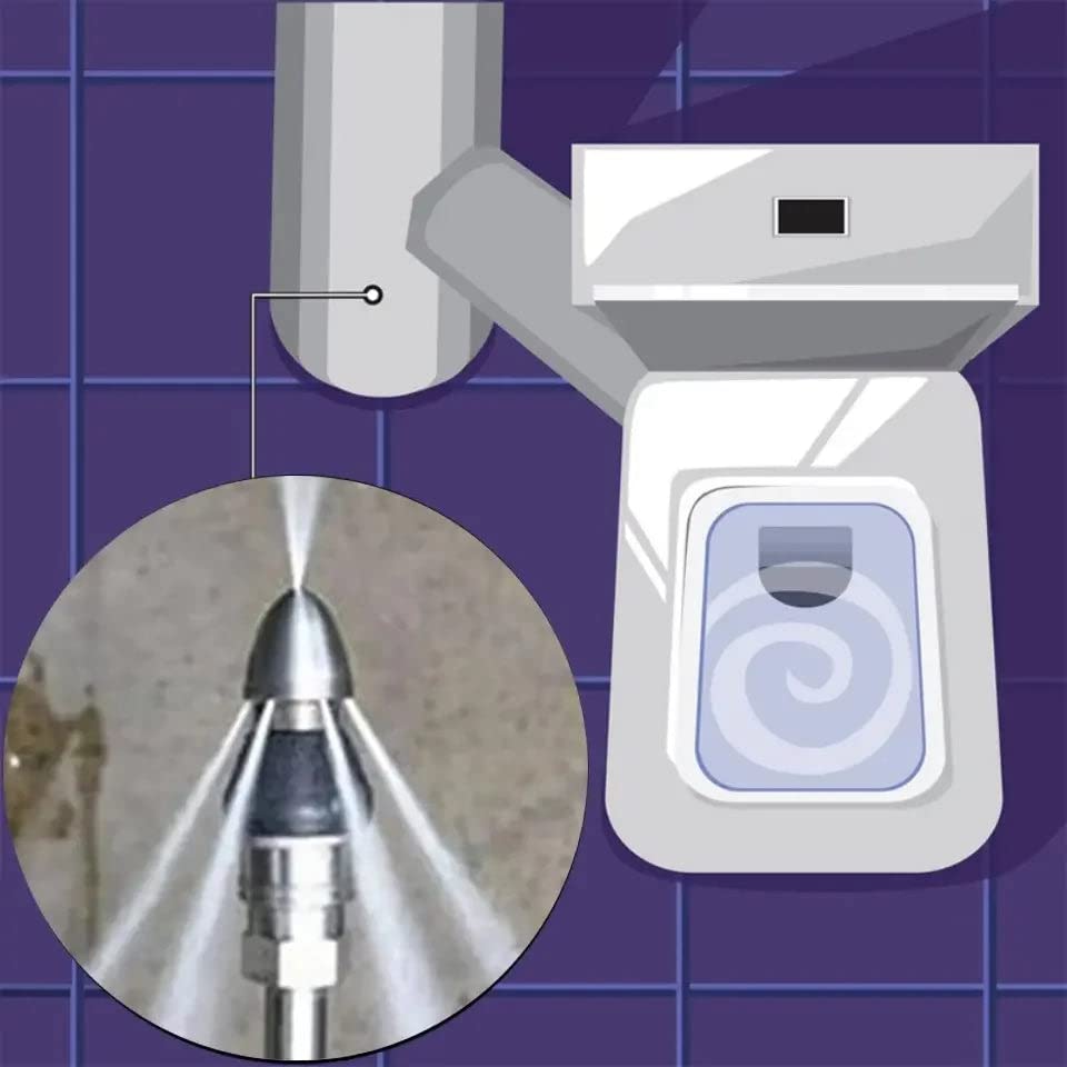 2023 Sewer Cleaning Tool High-pressure Nozzle, Drain Augers, Sewer Pipe Dredging And Cleaning Tools for Pipe Unclogging - Drain Clog Remover | Hair Clog Remover | Toilet Clog Remover (A)