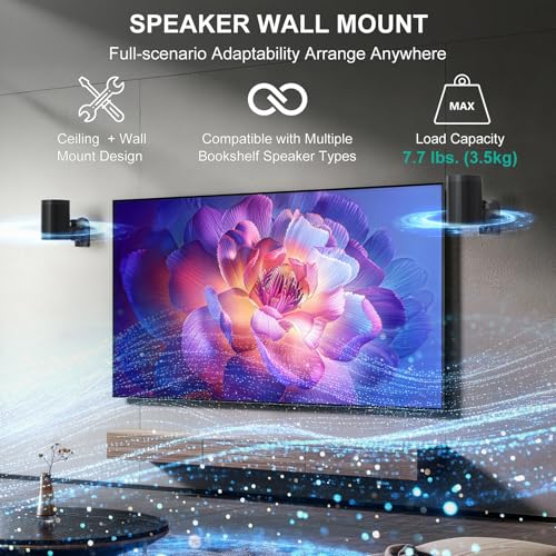WALI Small Surround Sound Speaker Mount with Adjustable Swivel Tilt Angle - size: Small