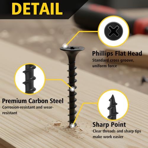 Truss Head Black Wood Screws Assortment Kit and Drywall Screws Assortment Kit
