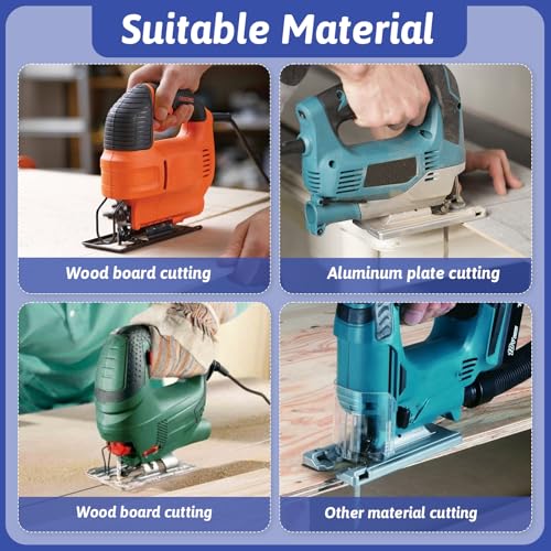 96 Pcs T Shank Jig Saw Blades Multi-Purpose Jigsaw Blade Kits Contractor Assorted HCS/HSS Replacement Set for Wood Plastic and Metal Cutting