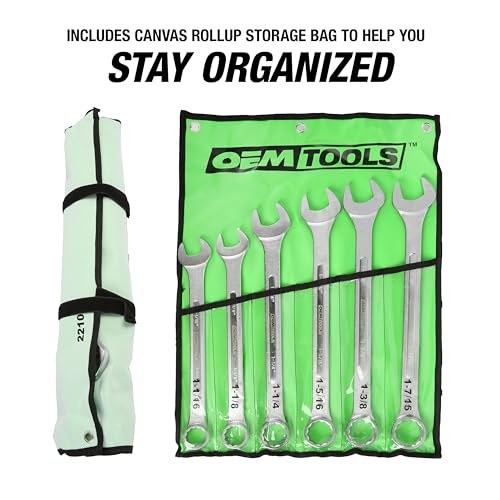OEMTOOLS 6-PC 12 Pt. SAE Jumbo Combination Wrench Set 1-1/16" to 1-7/16" - style: 6 piece SAE