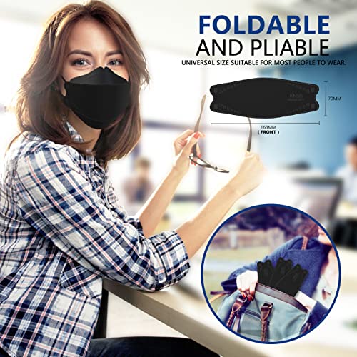 LEVENIS KN95 Face Masks 100 Pack, Breathable Comfortable and Disposable KN95 Mask, Black - color: 100 Pcs Adult-black