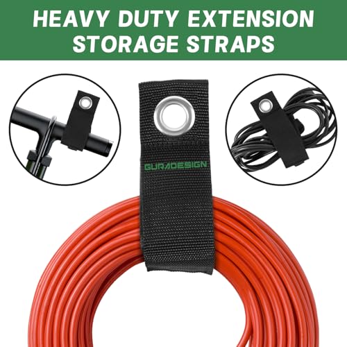 GURADESIGN 4-Piece Garage Hooks Wall Mount Storage Hanger with 4 Extension Cord Holder Organizer, Heavy-Duty Steel, 7.5 inch Ladder Hooks for Garage Wall - style: Large Hooks