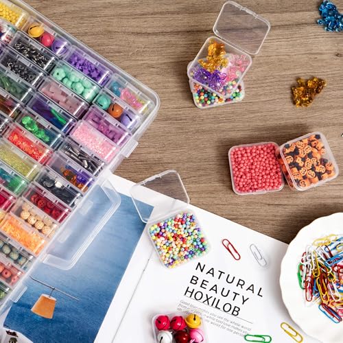 Bead Organizer Box, 120 Pack Small Clear Storage Boxes with Labels, Large Travel Craft Case with Handle, Mini Plastic Containers for Jewelry Making Diamonds DIY Pony Bracelet Screws Seeds Small Parts - size: 2 Pack 120 Pcs