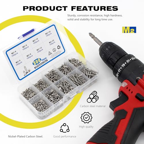 800pcs Self-Tapping M2 Pan Head Screws Assortment Kit