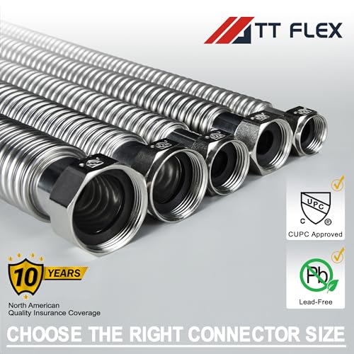 TTFLEX 18" Water Heater Supply Lines 3/4" FIP Water Hose, 0.7" ID, 2 Pack - size: 3/4" FIP x 3/4" FIP, 18" (0.7" ID)