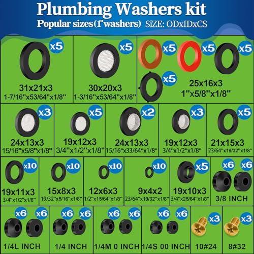 ZDBB 1075 Pcs 3-in-1 Spigot Repair Washers & Hose Gasket & Faucet O-Rings Kit 37 Size Plumbing Rubber Washers Assortment Set for Kitchen Faucet Outdoor Hose Bib Water Spigot Seal Repair - size: 1075 PCS