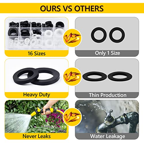 135 PCS Rubber & Silicone Hose Washers Kit, 16 Sizes with Screen Filter - size: 135PCS