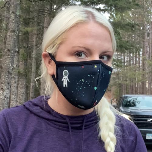 Cloth Face Mask for Women, Men - Reusable Fabric Masks with Nose Wire - color: 3 Pack Astronauts