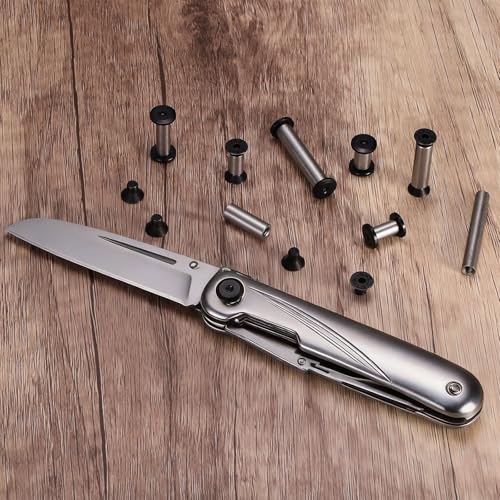 HARFINGTON 10pcs Knife Handle Screws 5 x 14mm M4 Torx Sink Head Stainless Steel Pocket Knife Pivot Pin Folding Knives Bolts Fasteners for Blade Fixing, Black/Silver - size: 5 x 14mm