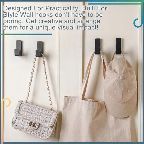 Teenyyou 6 Pcs Cute Kids Wall Hooks Adhesive for Backpack Black - color: Black