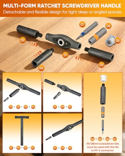 Saker 66 in 1 Magnetic Screwdriver Set Portable Multi Bit Ratcheting Kit with Detachable Handle for Dad Gifts Home Electronics, Computer, Furniture, Bike, DIY - style: 66 in 1 Classic
