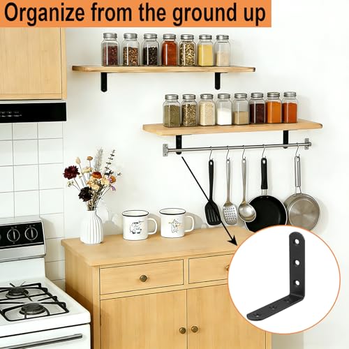 20 Pcs 3" x 3" Black L Brackets 80 x 80MM Metal Corner Brackets Heavy Duty Right Angle Brackets for Wood Shelves Furniture Frame Bookshelf, Included 120pcs Screws - size: 3Inch Black Right Angle