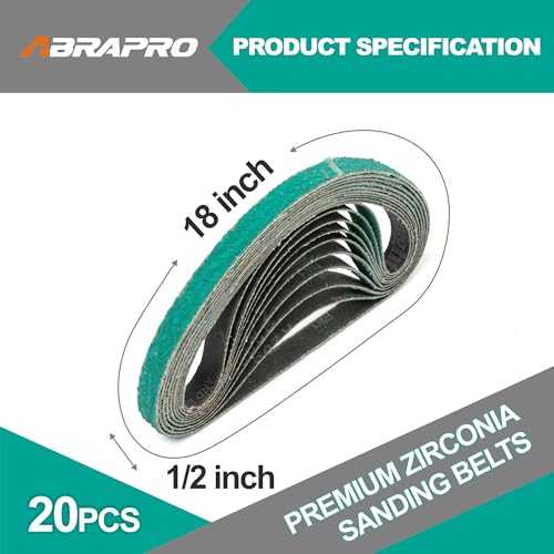 20 Pcs 1/2" x 18" Premium Zirconia Sanding Belts, 40/60/80/120 Grit - size: 20 pcs - Mixed Grit