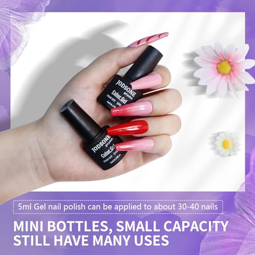 JODSONE 20 Colors Gel Nail Polish Kit with U V Light Base Top Matte Coat High Shine Vibrant Nail Gel Equipped with Manicure Tools - color: KIT-15