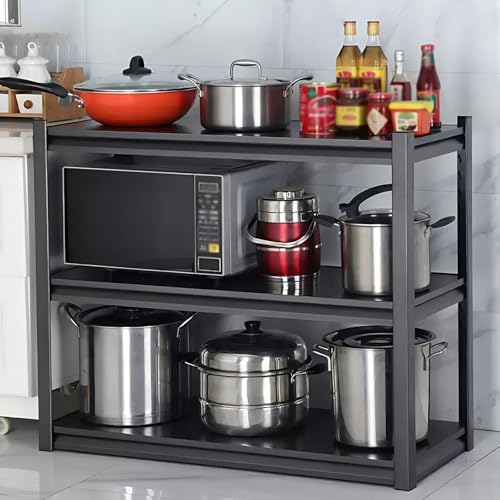 330LBS Workbench on Wheels, 3-Tier Metal Garage Storage Shelves, Adjustable Heavy Duty Rolling Utility Cart for Warehouse Workshop Basement Pantry Kitchen, 31.5"x15.8"x31.5",Black