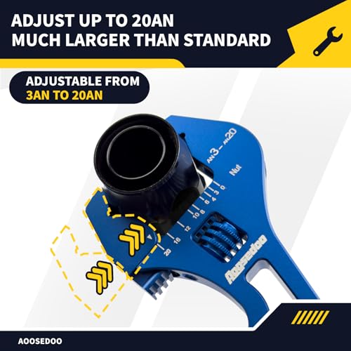 3AN-20AN AN Fitting Wrench AN Fitting Tool for AN Hose Fitting Assembly Adjustable Lightweight Aluminum Blue With Double-ended AN Wrench 6AN Socket-AN8 B-nut Blue - color: Blue, size: 3AN-20AN