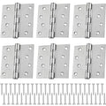 6 Pack Silver 4'' Ball Bearing Door Hinges, 4 x 4 Inch Exterior Door Hinge - color: Silver