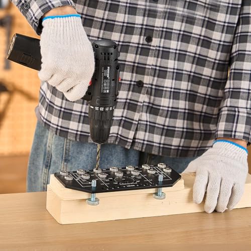 VEVOR Shelf Pin Jig and Hinge Jig Two-in-One, Aluminum Alloy Cabinet Hardware Hole Drilling Template with 1/4" and 3/16" Drill Bits, for Cabinet Doors Bookshelves Wardrobes Woodworking and DIY - size: Pro, style: Shelf Pin & Hinge Jig