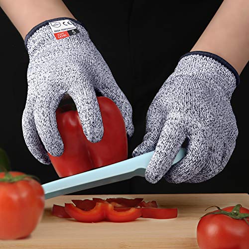 2PCS Cut Resistant Gloves, Cutting Gloves Level 5 Protection for Kitchen - size: Large, style: Original