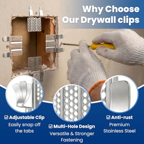 30 Pack Drywall Repair Clips, 1/2 Inch Stainless Steel Drywall Patch Kit