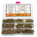 M3.5 Flat Head Wood Screws Assortment Kit 320 Pcs,Phillips Drive Countersunk Flat Head Self-Tapping Wood Screws,Yellow Zinc Plated Finish Screw Kit,Self Tapping Drywall Screws for Metal - style: M3.5 320PCS