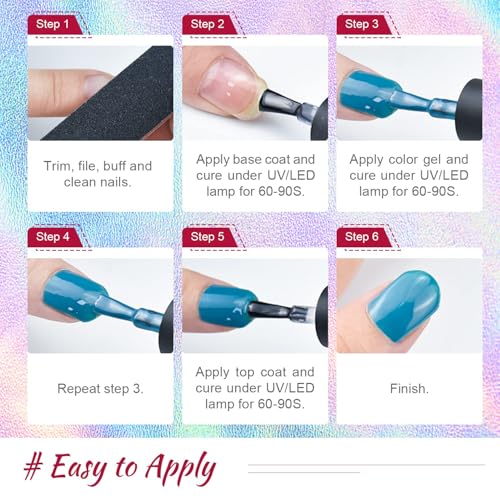 JODSONE 60 PCS Gel Nail Polish Starter Kit With U V Light 55 Kinds Of Color Glitter Gel Polish No Wipe Base And Glossy Matte Top Coat Easy To Apply - color: B22