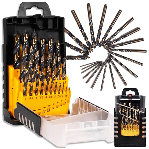 25PCS 1-13mm Metric Brad Point Drill Bit Set,HSS Fully Ground Double Flute Wood Drill Bits for All Types of Wood, with Index Storage Case (0.5mm Step)