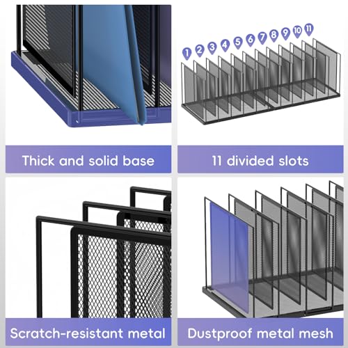 File Organizer for Desk, 11-Section Vertical File Sorter, Paper Holder Organizer Standing Metal File Folder for Office Home Classroom, Black - color: Black, size: 1 Pack 11-Section