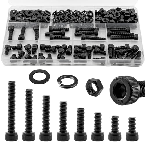 176Pcs UIETUIL M6 Hex Socket Head Cap Screws Kit, M6x8-35mm, 12.9 - size: M6 Cap 12.9 - 176PCS