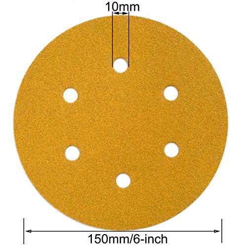 6-Inch 6-Hole Hook & Loop Sanding Discs 60-800 Mixed Grits, 100-Pack - style: 60-800 Assorted Grits 100pcs