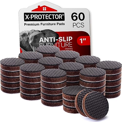 X-Protector Non Slip Round Anti Slip Pads - Self-Adhesive Rubber - 60 PC 1' - size: 60 Round 1"