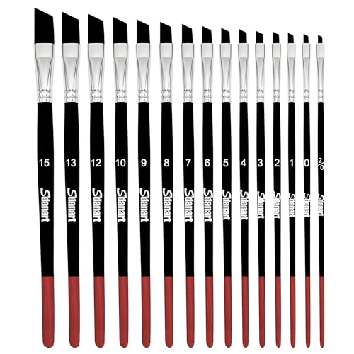 Sdanart Angular Paint Brushes,15 PCS Angled Paint Brush Angled Paintbrush