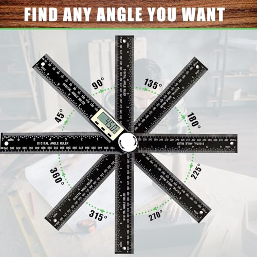 Angle Finder Protractor, 2-in-1 Miter Saw Protractor, 7 Inch/200mm ABS Angle Ruler, High Accuracy Miter Angle Measuring Tool for Woodworking, Metalworking, Carpenter, Construction - color: Black