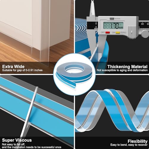 Door Seal Weather Stripping for Door Frame- 16.5' x 1.97" Clear - size: 1.97" W x 16.5'L x 0.6"T