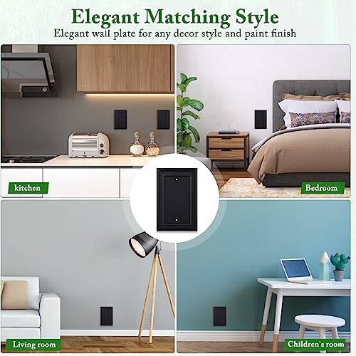 Matte Black Decorative Outlet Covers Wall Plates, Bamboo Fiber Light Switch Covers, Natural Material Electric Receptacle Switch Plate Outlet Cover of various styles (1 Gang Blank 4 Pack) - size: 1 Gang Blank 4 Pack