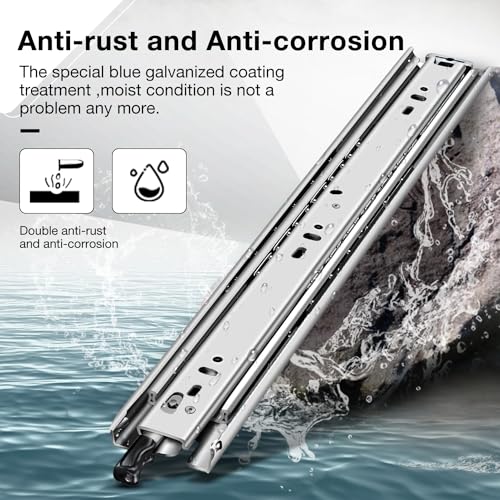 Heavy Duty Locking Drawer Slides Load 150 lbs Full Extension Runners with Lock 12 14 16 18 20 22 24 26 28 30 32 34 36 38 40 Inch Side Mount Rails for Drawer Capacity 150 lb 1 Pair - size: 14 Inch, style: With lock