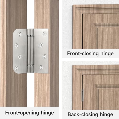4" Self Closing Door Hinges 2 Pack, 304 Stainless Steel Adjustable Tension - style: S hole - Square&Round