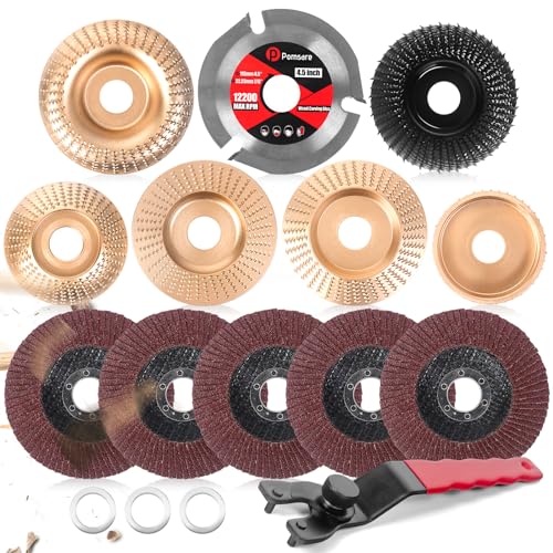 Pomsare 13PCS Wood Carving Disc Set for Angle Grinder, Sanding Wheel