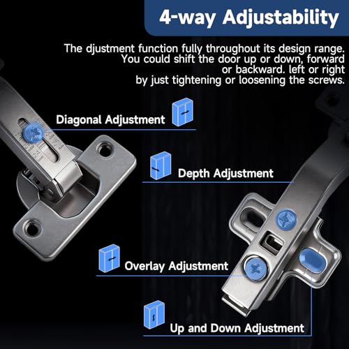 HJ 135 Degree Corner Cabinet Hinges, 2 Pack Lazy Susan Hinges, Corner Kitchen Cabinet, Cupboard Folded, Folden Door,Replacement Hardware,35mm Cup, 3D/6-Way Adjustable - size: 135°