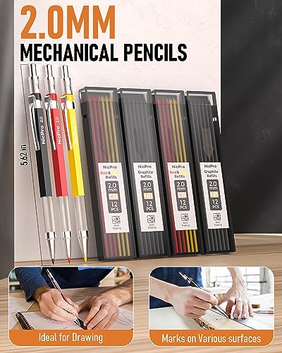 Nicpro 18 Pack Carpenter Pencils, Construction Mechanical Pencils Bulk - size: 18 Pack