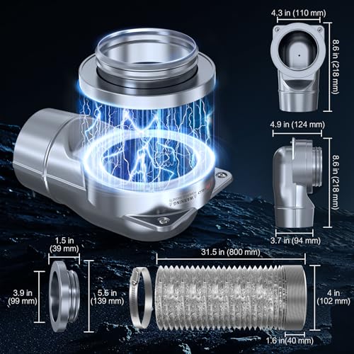 Magnetic Dryer Vent Coupling, 4-Inch Dryer Vent Connector - color: Gray