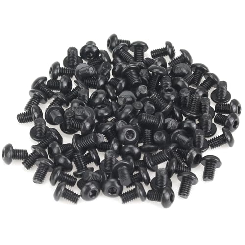 105 Pieces M2.5 x 4mm Button Head Socket Cap Screws, Thread Pitch 0.45mm, Sutemribor M2.5 Black Screws, 10.9 Grade Alloy Steel, Black Oxide Finish, Fully Threaded - size: M2.5 x 4mm, style: Button Head