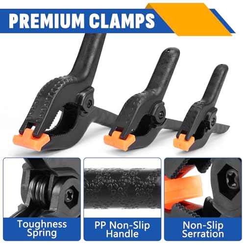 12 Pack Plastic Spring Clamps Set, 3 Sizes of Spring Clips - size: 3.5in,4.5in,6in-12P