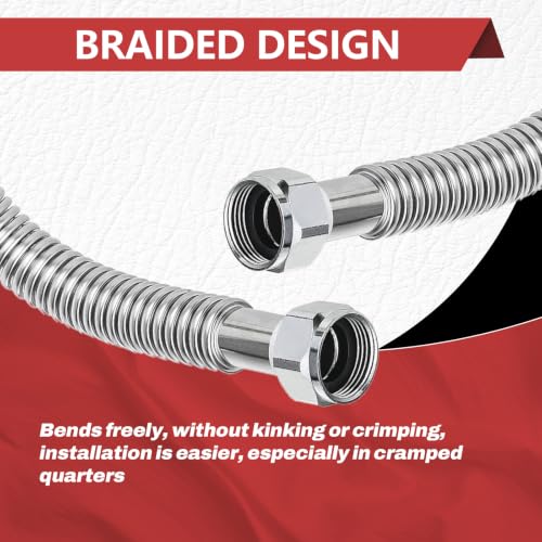 2piece EFIELD Flexible SS Corrugated Hose Connector,3/4" FIP x12"Length - size: 12"L(3/4" FIP)