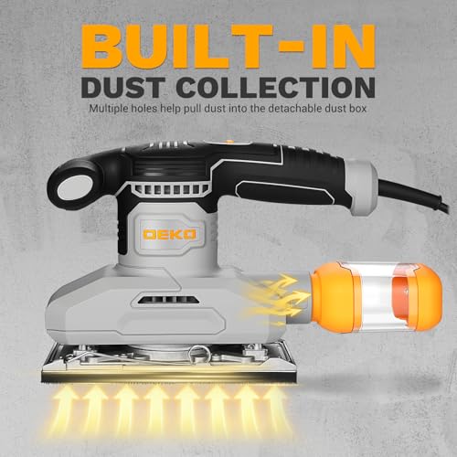 2.2 Amp 1/3 Sheet Palm Sander for Woodworking, Variable Speed up to 26,000 OPM, Corded Electric Sheet Finishing Sander with 15 pcs Sandpaper and Dust Box for Wood Polishing Sanding